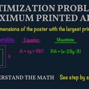 How To Maximize The Printed Area Of A Poster Optimization Step By Step Example Calculus 1