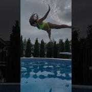 Highest Air Fancy Diving Trick Into Swimming Pool In Neon Bikini Shorts