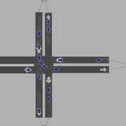 Autonomous Vehicles Crossing An Intersection Passing Straight And Turning Around