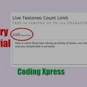 Text Character Count In Textarea JQuery JQuery Tutorial Coding Xpress