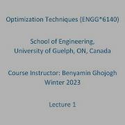 Optimization Techniques W2023 Lecture 1 Preliminaries