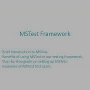 MSTest Framework Part 1