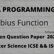 Mobius Function In Java ISC Specimen Question Paper 2021 ISC Computer Science Practical