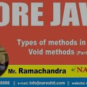 Core Java Tutorial Types Of Methods In Java Void Methods Part 3 By Mr Ramachandra