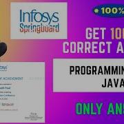 Programming Using JAVA Infosys Springboard Assessment Answer Infosys Answer Certification