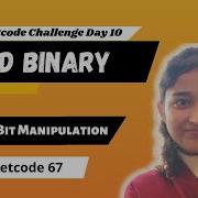 Add Binary Leetcode 67 Math Bit Manipulation String