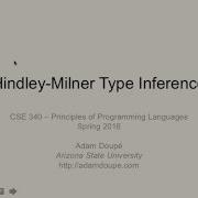 CSE 340 S16 3 30 16 Hindley Milner Type Inference Pt 1
