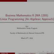 Linear Programming Simplex Method
