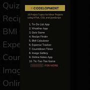 HTML CSS JavaScript Projects For Beginners JavaScript Projects For Beginners Projectideas