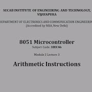 8051 Microcontroller L2 3 Arithmetic Instructions 18EC46 VTU Syllabus SECAB I E T