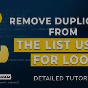 Remove Duplicates From List Python Using For Loop