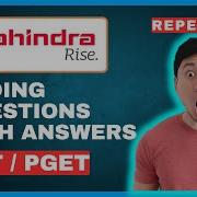 May Mahindra Rise Assessment 2025 Mahindra Rise Coding Questions 2025