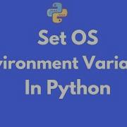 How To Set OS Environment Variables In Python