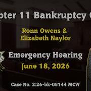 Chapter 11 Bankruptcy Case Ronn Owens Elizabeth Naylor Emergency Hearing June 18 2026