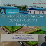 CCMAS CSC 111 Introduction To Computer Science Lesson 1