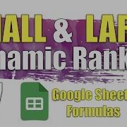 SMALL LARGE Functions Dynamic Ranking Google Sheets Formulas 37