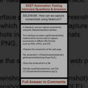 SELENIUM JAVA How Can We Capture Screenshots Using Selenium SDET Automation Testing Interview