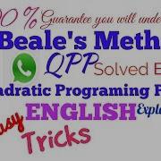 Solved Problem On Beale S Method Quadratic Programing Problem QPP In English Operation Research