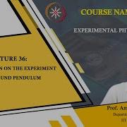 Lecture 36 Demonstration On The Experiment Of Compound Pendulum