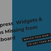 Wordpress Widgets Menus Missing From Dashboard