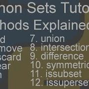 Set In Python Set Methods And Functions Python Tutorial For Beginners