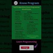 Top 25 Algorithms Every Programmer Should Know Shorts Algorithm Knowprogram