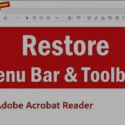 How To Restore Menu Bar In Adobe Reader Adobe Reader Tools Menu Missing PDF Toolbar Missing