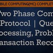 L25 Two Phase Commit Protocol Query Processing Problems Transaction Recovery Mobile Computing