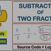 Subtraction Of Two Fractions In Python