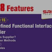 JDK8 Features Predefined Functional Interface Supplier Session 15 By Mr Sreenivas