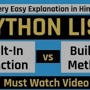 Python List Functions And Methods Python Tutorial In Hindi For Beginners