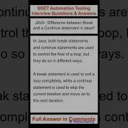 JAVA Difference Between A Break Statement And A Continue Statement In Java