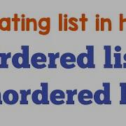 Creating List In Html Ordered And Unordered List In Html HTML For Begginers Learn It 9M
