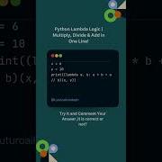 Python Lambda Logic 44 Multiply Divide Add In One Line Shorts Viral Tricks