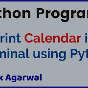Print Calendar In Terminal Using Python Shorts
