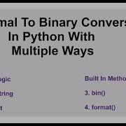 Decimal To Binary Conversion In Python With Multiple Ways