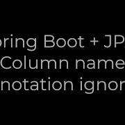 Java Spring Boot JPA Column Name Annotation Ignored 5solution