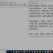 Excel VBA Automatically Insert Option Explicit In A New Module