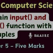 Input And Print Functions Tamil Python 12th Computer Science Chap 5 Imp Five Mark