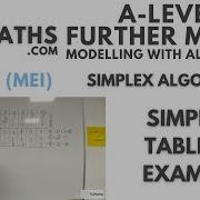 OCR MEI MwA J Simplex Algorithm 04 Simplex Tableau Example