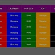 Colorful Table With HTML And CSS