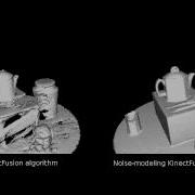 KinectFusion With And Without Noise Modelling Tea Pot Scene