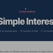 Simple Interest In Python