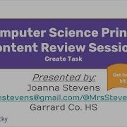 AP Computer Science Principles Content Review Session 1 Create Task