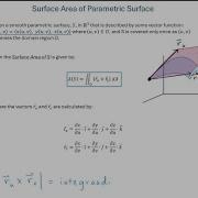 Find Surface Area For Parametric Surface Example