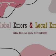 Error Analysis A2 Global Errors Local Errors