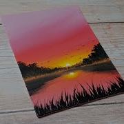 Dreamy Sunset Sky Easy Acrylic Painting Ideas For Beginners