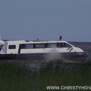 Hovercraft Christy 9204 FC Duct Test Drive In The Water Area Of The Gulf Of Finland