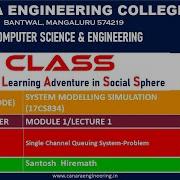VTU SMS 17CS834 SYSTEM MODELLING SIMULATION Single Channel Queuing System Problem M1 L1