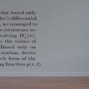 EX Derive The Generation Function For The Hermite Polynomials